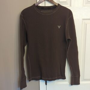 Men's American Eagle Outfitters Brown Waffle knit Long Sleeve Tee